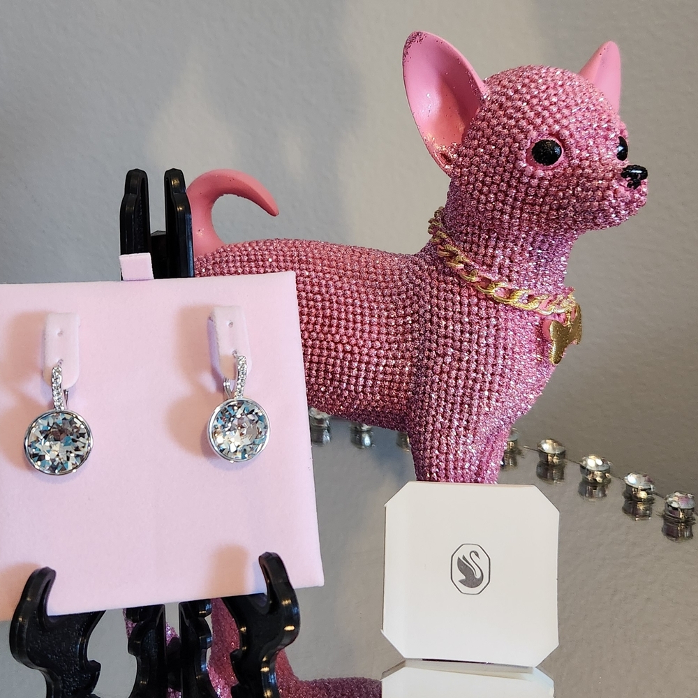 SWAROVSKI CRYSTAL Sparkling Silver Earrings. NIB